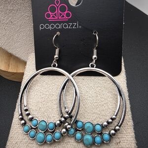 Paparazzi Silver Earrings with Turquoise Beads (1740)